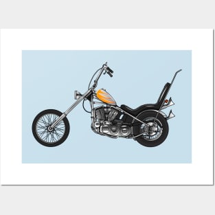 Chopper Motorcycle 1950 cartoon illustration Posters and Art